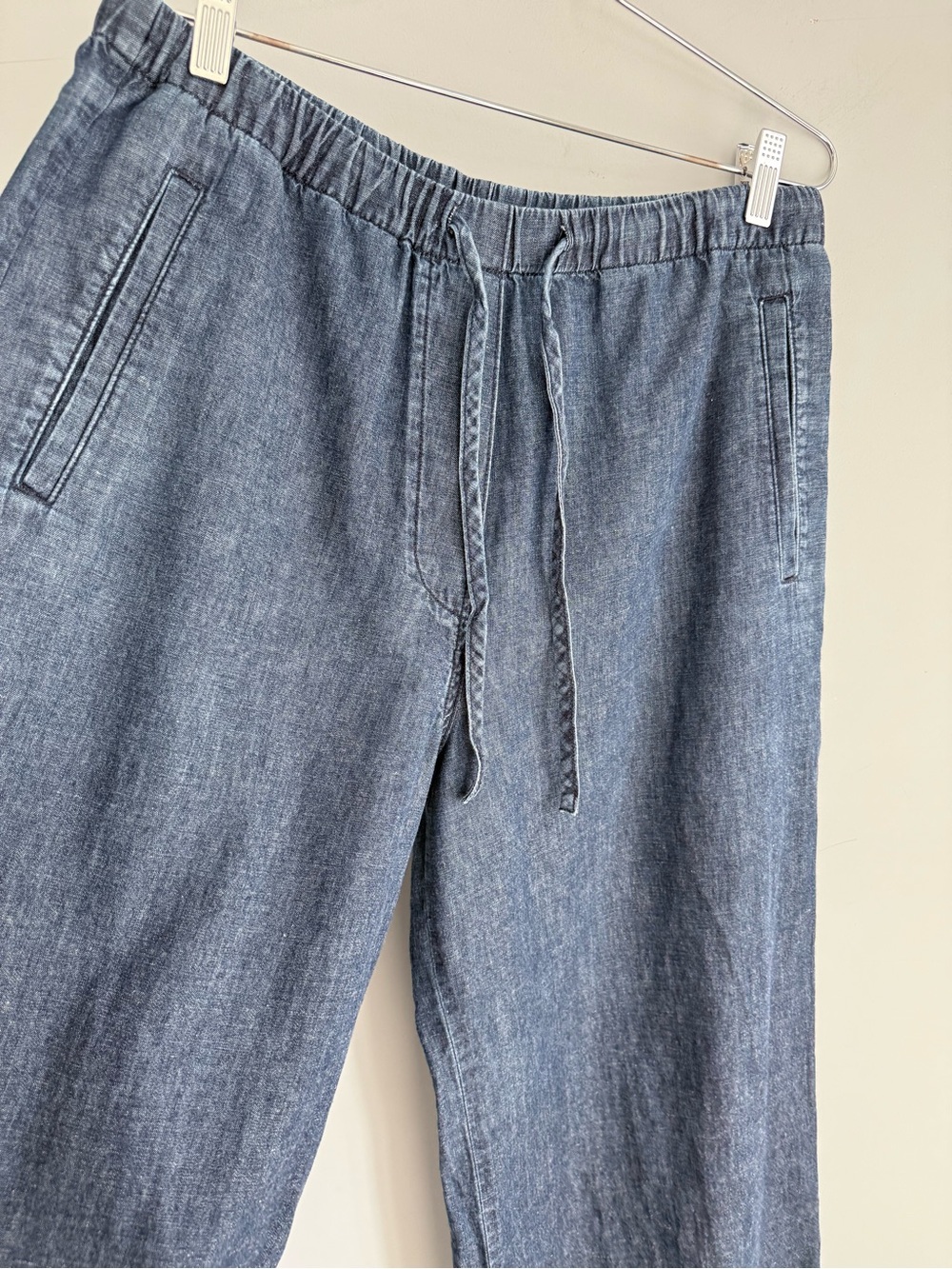 COS DENIM WIDE LEG DRAWSTRING PANTS 6 indigo LINEN BLEND MINIMALIST Casual - Picture 11 of 16